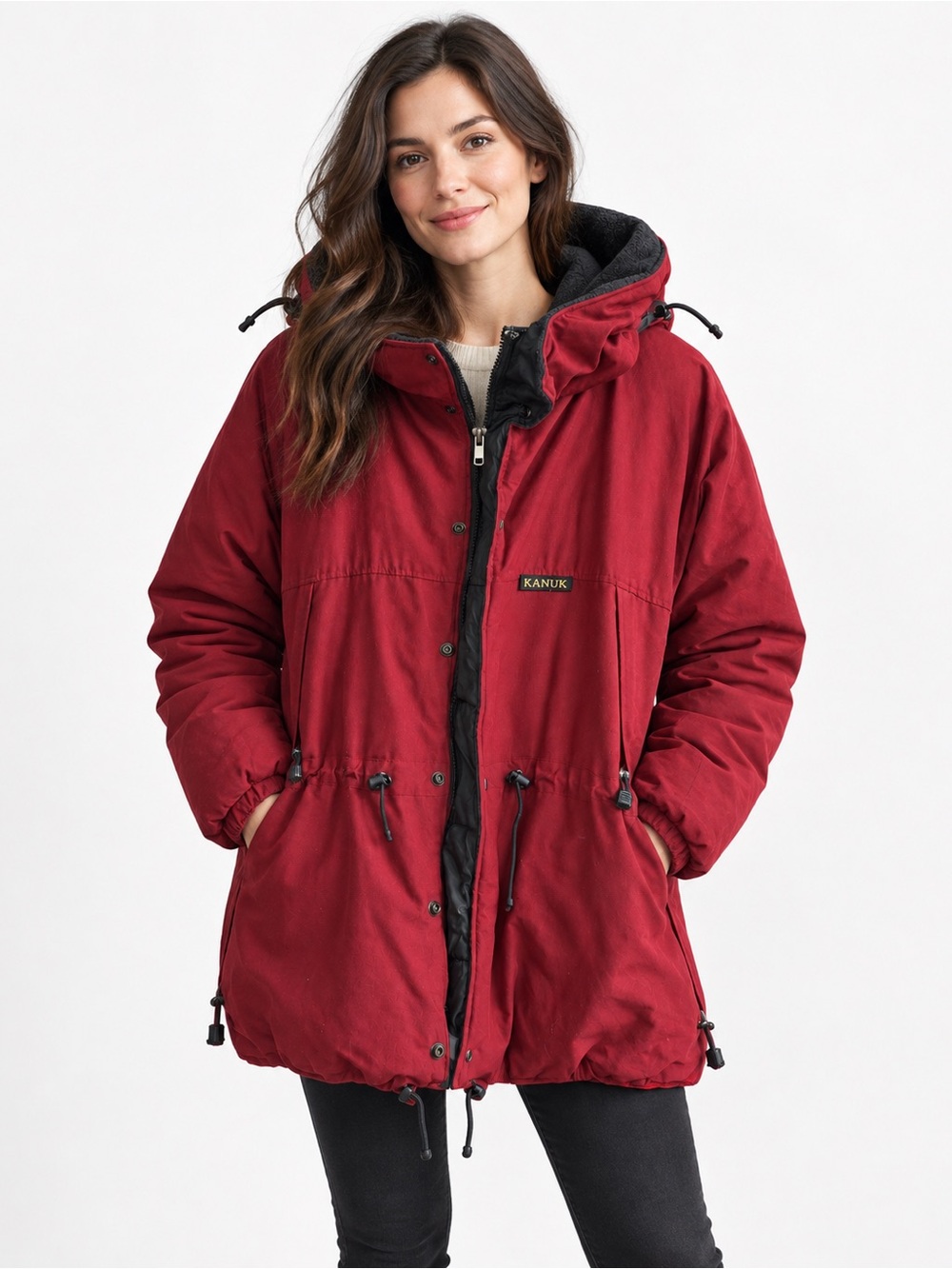 Kanuk Women’s Red Ski & Snow Jacket with Fleece Collar